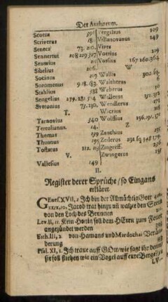 II. Register derer Sprüche/ so Eingans erkläret.