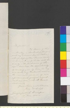 Brief von Carlyle, Jane W., geb. Welsh an Goethe, Johann Wolfgang von