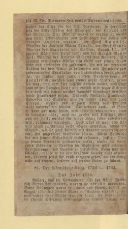 Der siebenjährige Krieg. 1756 - 1763