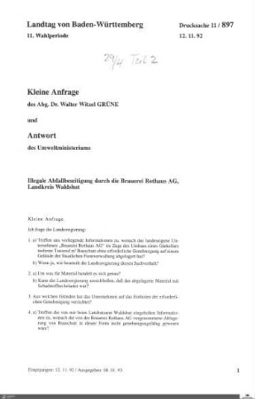 Drucksachen 897-1000: Anträge, Anfragen, Gesetzentwürfe