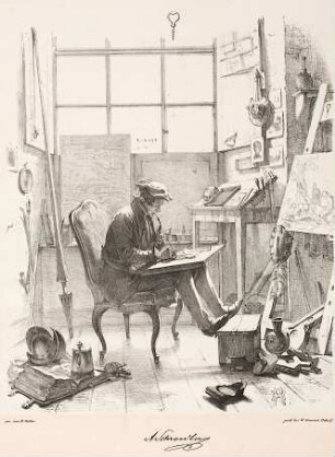 Adolf Schrödter in seinem Atelier