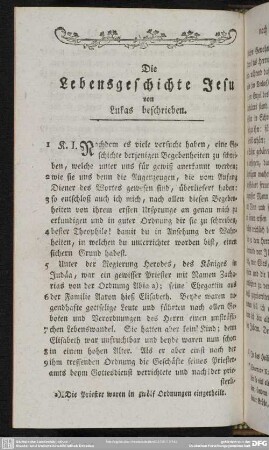 Die Lebensgeschichte Jesu von Lukas beschrieben