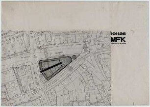 Wettbewerb Museum für Moderne Kunst (nicht realisiert) – Lageplan. Frankfurt am Main, Domstraße 10-12, Braubachstraße 8, Berliner Straße