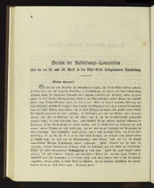 Bericht der Aufstellungs-Commission