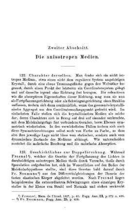 Zweiter Abschnitt. Die anisotropen Medien.