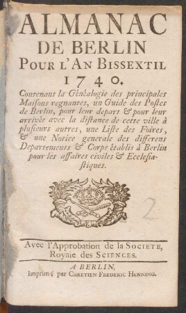 1740: Almanac de Berlin