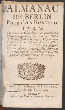 1740: Almanac de Berlin