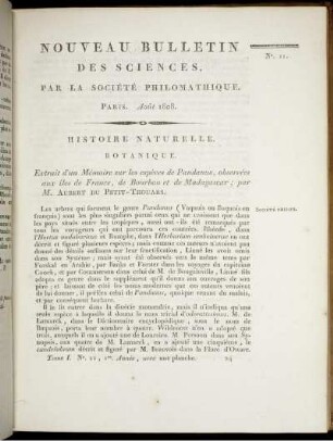 Nouveau Bulletin des Sciences, par la Société Philomatique. Paris. Août 1808., 11