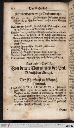 Das andere Capitel: Von denen Churfürsten des Heil. Römischen Reichs