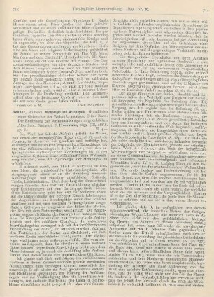 713-716 [Rezension] Bender, Wilhelm, Mythologie und Metaphysik. Grundlinien einer Geschichte der Weltanschauungen. Erster Band: Die Entstehung der Weltanschauungen im griechischen Alterthum
