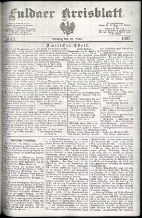 Ausgabe vom Dienstag, den 26. April 1892.