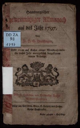 1797: Hamburgischer gemeinnütziger Allmanach auf das Jahr 1797