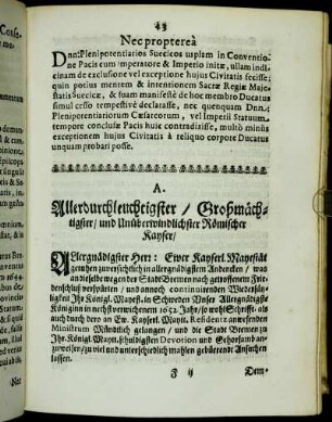 A. Allerdurchleuchtigster/ Großmächtigster/ und Unüberwindlichster Römischer Kayser/