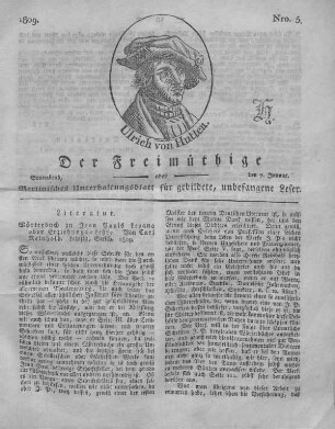 Nro. 5., Sonnabend, den 7. Januar 1809
