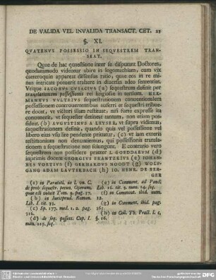 §. XI. Quatenus Possessio In Sequestrem Transeat