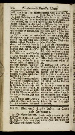XXIX. Klag- und Trost-Lieder, im Creutz und Anfechtung