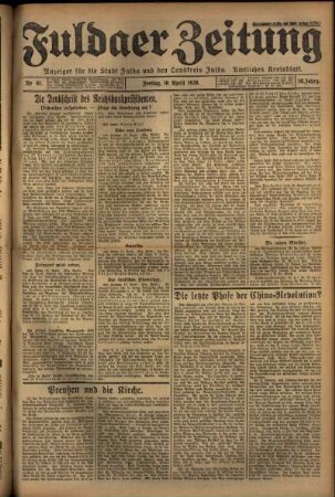 Ausgabe vom Freitag, den 19. April 1929.