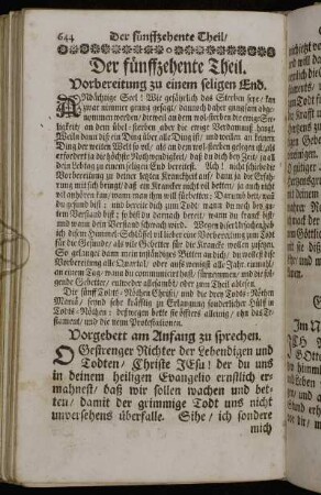 Vorgebett am Anfang zu sprechen. - Vorbereitung zum Tod.