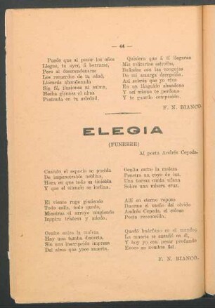 Elegía : (Funebre). - Al poeta Andrés Cepeda.