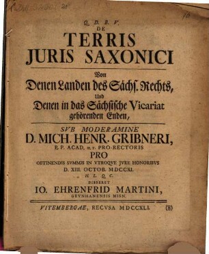 De Terris Juris Saxonici