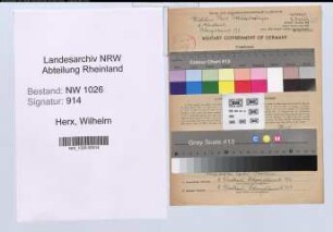 Entnazifizierung Wilhelm Herx , geb. 14.03.1894 (Handelsvertreter)