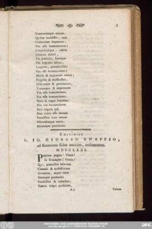 [Epinikion] D. Io. Georgio Knappio, ad Beatorum sedes euocato, acclamatum. MDCCLXXI.