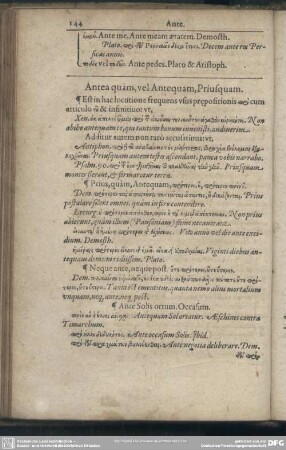 Antea quam, vel Antequam, Priusquam
