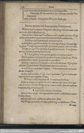 Antea quam, vel Antequam, Priusquam
