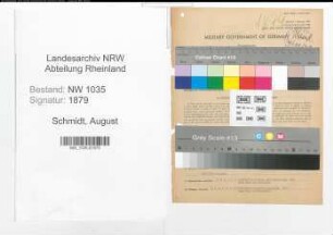 Entnazifizierung August Schmidt , geb. 06.08.1909 (Angestellter)