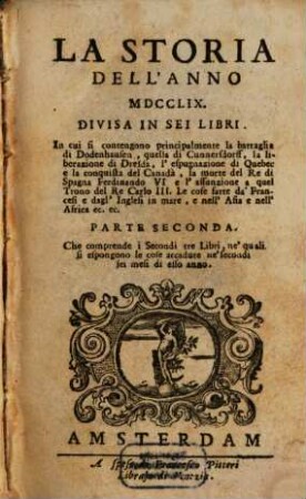 La storia : dell'anno .... 1759,2