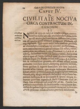 Caput IV. De Civilitate Nociva Circa Contractum Ineundum.