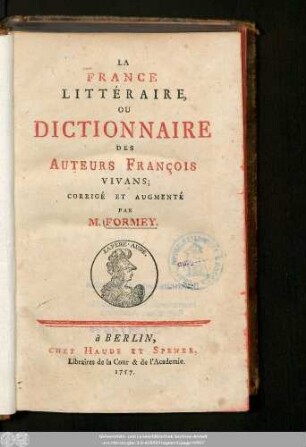 La France Littéraire, Ou Dictionnaire Des Auteurs François Vivans