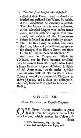 Chap. XII. Green Vitriol, or English Copperas