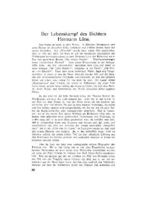 Der Lebenskampf des Dichters Hermann Löns