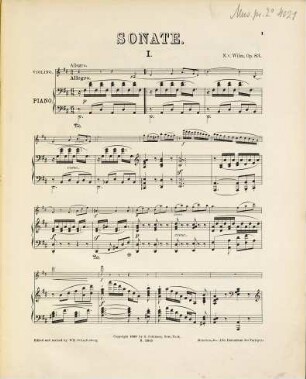 Sonate (N.o 1 D-dur) : für Piano und Violine ; Op. 83