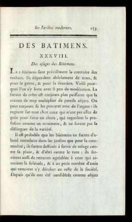 XXXVIII. Des usages Bâtimens.