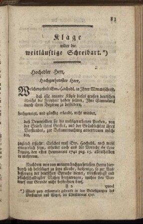 Klage wider die weitläufige Schreibart