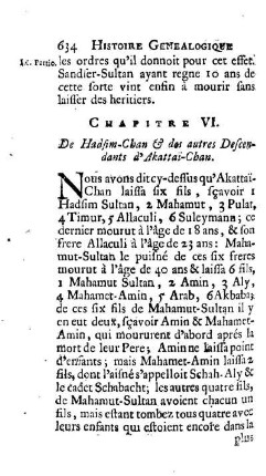 Chapitre VI. De Hadsim-Chan & des autres Descendants d'Akattai-Chan