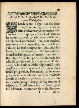 Alardus Amstelredamus Philosophus.
