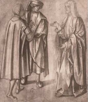 Drei Figurenstudien, u.a. Christus lehrend