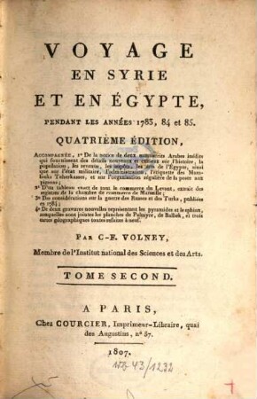 Voyage en Syrie et Égypte pendant les années 1783, 84 et 85, 2
