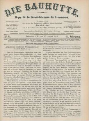 No 33. Frankfurt a. M., den 16. August 1919. 62. Jahrgang.