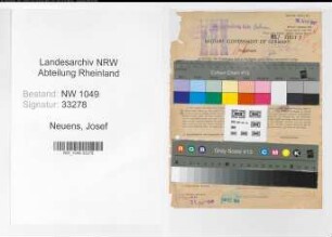 Entnazifizierung Josef Neuens , geb. 15.04.1894 (Bahnschaffner)