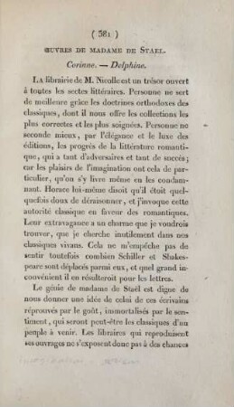 Oeuvres de Madame de Stael