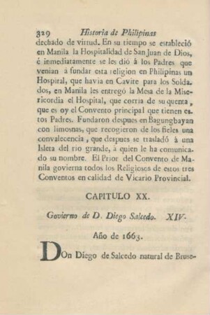 Capitulo XX. Govierno de D. Diego Salcedo. XIV.