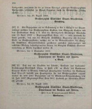 88. Ministerial-Bekanntmachung, den Wechsel in der Hauptagentur der Lebens-, Pensions- und Leibrenten-Versicherungs-Gesellschaft Iduna in Halle a/S. betreffend
