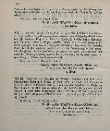 88. Ministerial-Bekanntmachung, den Wechsel in der Hauptagentur der Lebens-, Pensions- und Leibrenten-Versicherungs-Gesellschaft Iduna in Halle a/S. betreffend