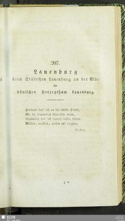 207. Lauenburg beim Städtchen Lauenburg an der Elbe im dänischen Herzogthum Lauenburg