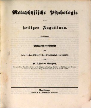 Jahresbericht über die Königliche Katholische Studien-Anstalt bei St. Stephan in Augsburg : im Studienjahre .., 1844/45