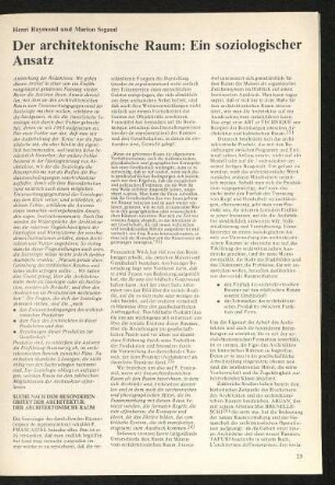 Der architektonische Raum: Ein soziologischer Ansatz